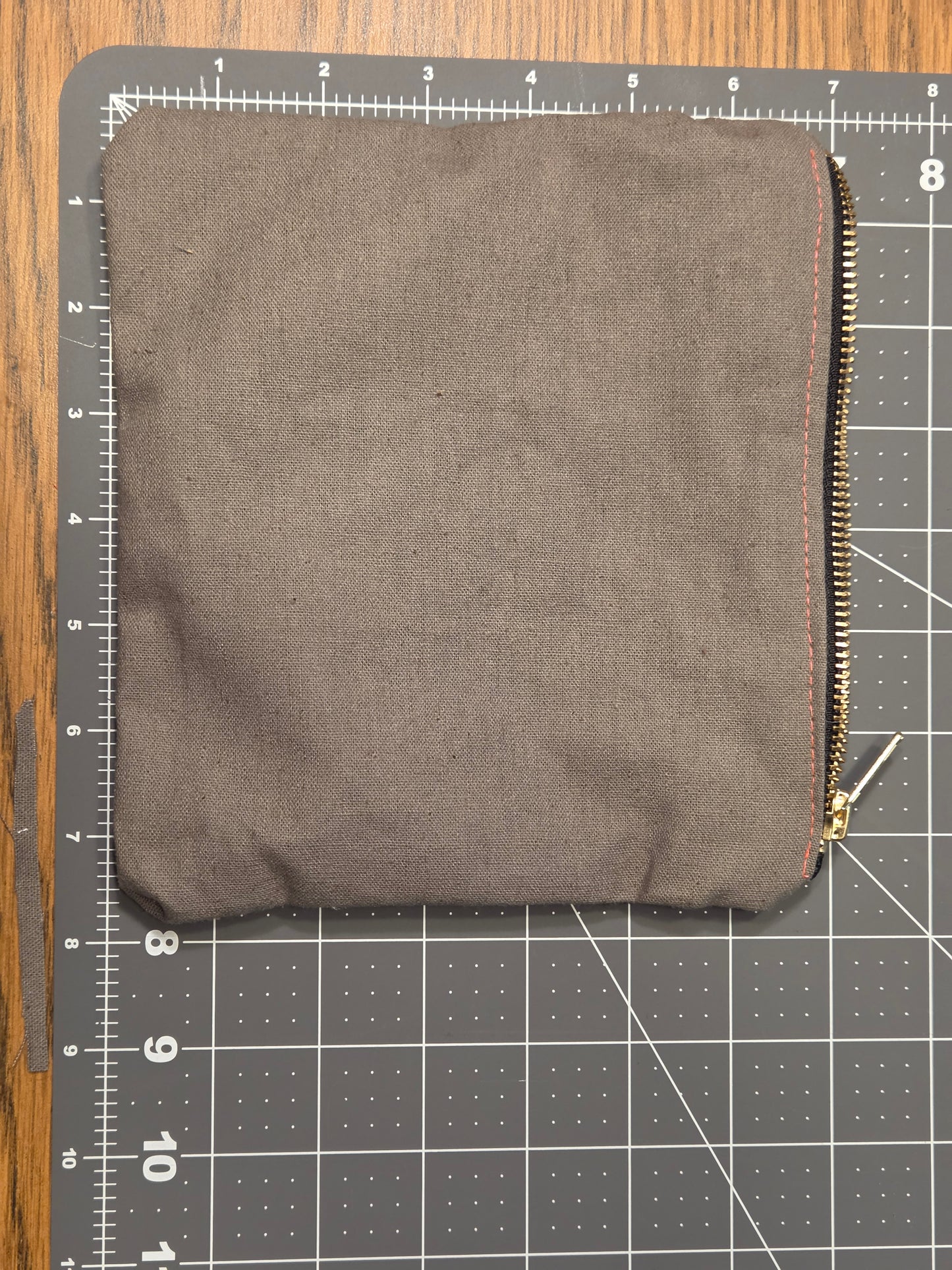 Drab Bag stash bag, 8x7 inch, Orange Top Stitch