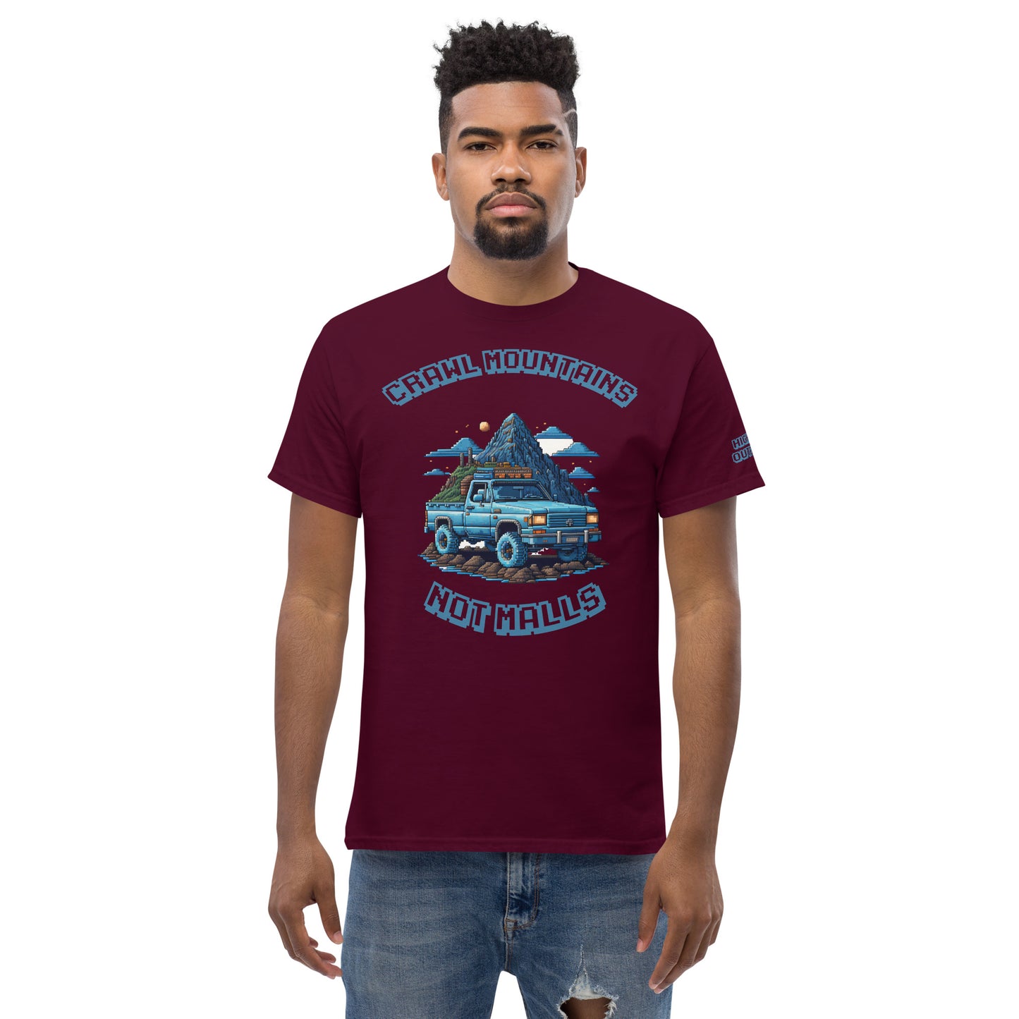 Crawl Mountains Not Malls Retro Men's classic tee